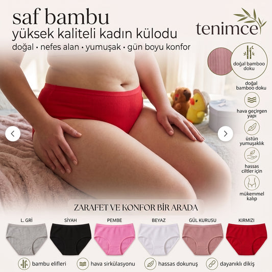 Yüksek Bel Antibakteriyel Doğal Bambu Külot