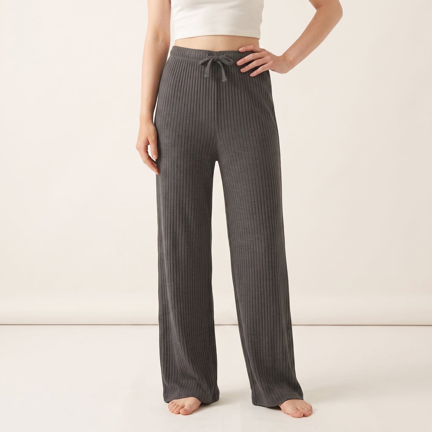 Kadın Tek Beden (S-XXL) Fitilli Raporlu Eşofman, Gündelik Pijama