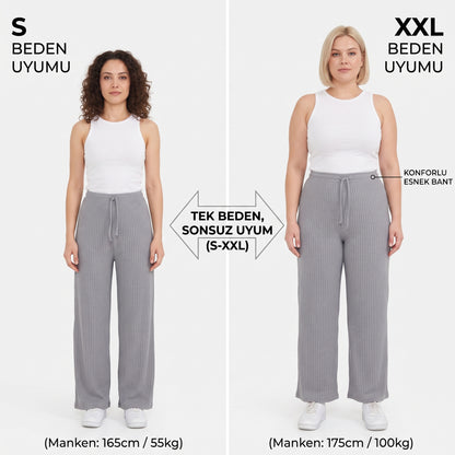 Kadın Tek Beden (S-XXL) Fitilli Raporlu Eşofman, Gündelik Pijama